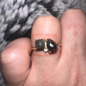 Rustic Salt & Pepper Diamond 14k Ring